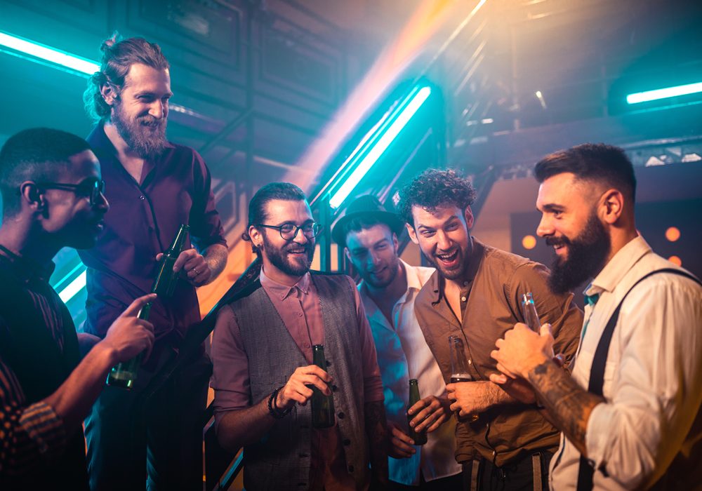 Group of men in the club in Dallas.
