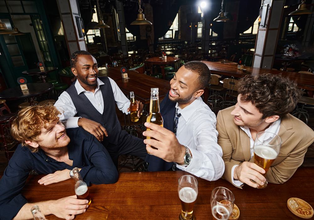 Night out group of men in San Francisco.